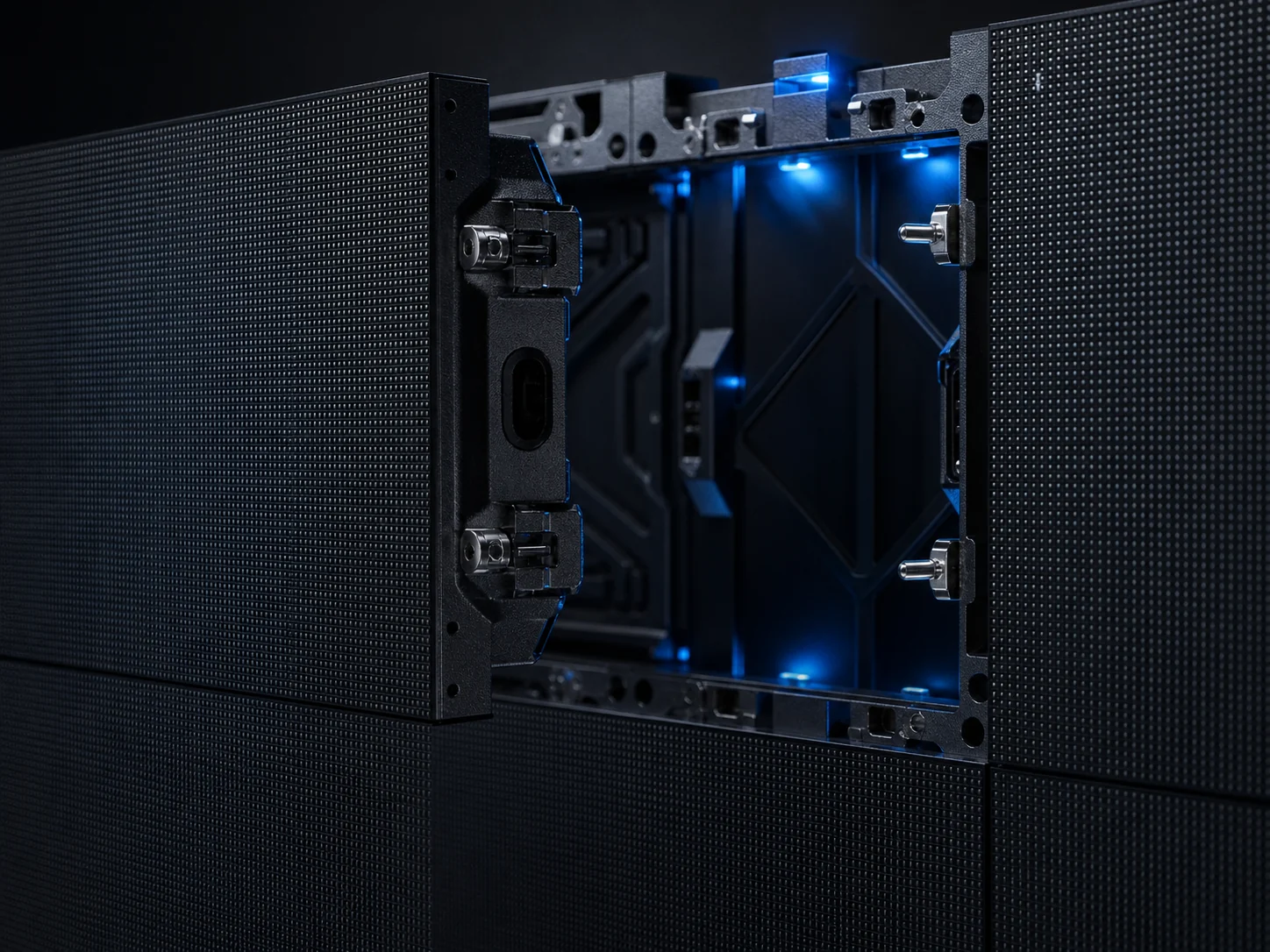 Modular outdoor LED panel close-up